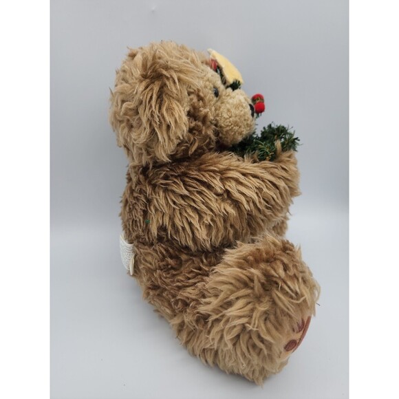Holiday Stuffed Teddy Bear Holding Christmas Tree in Terracotta Pot Fluffy Bear - Picture 4 of 12